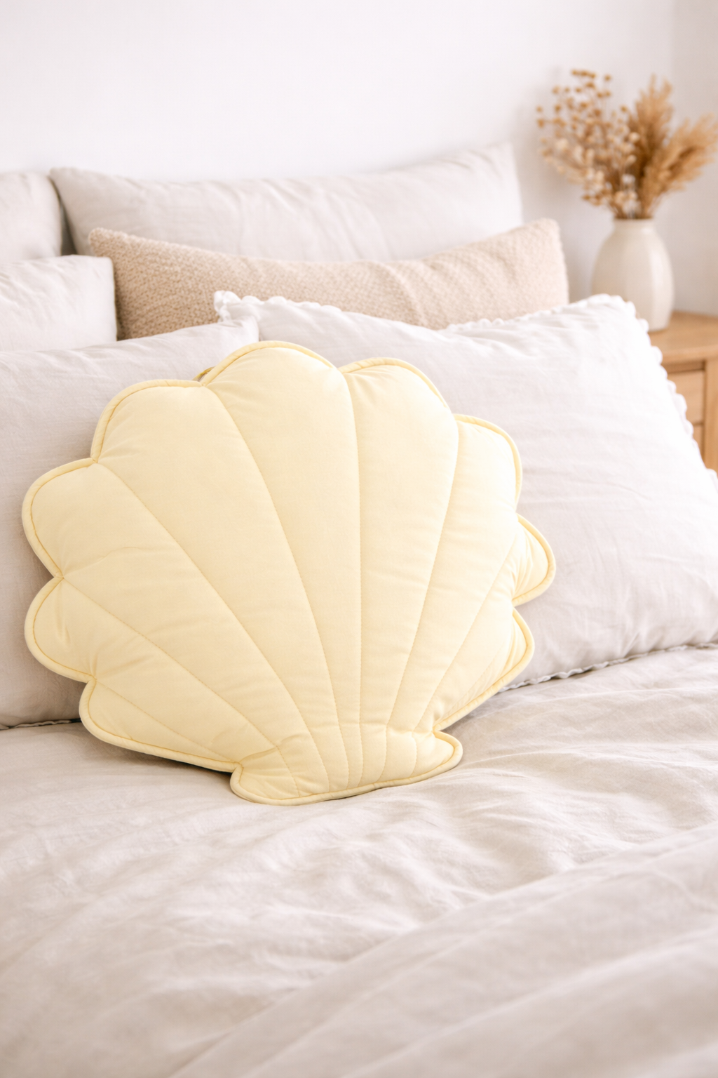 Yellow shell decorative cushion kids 